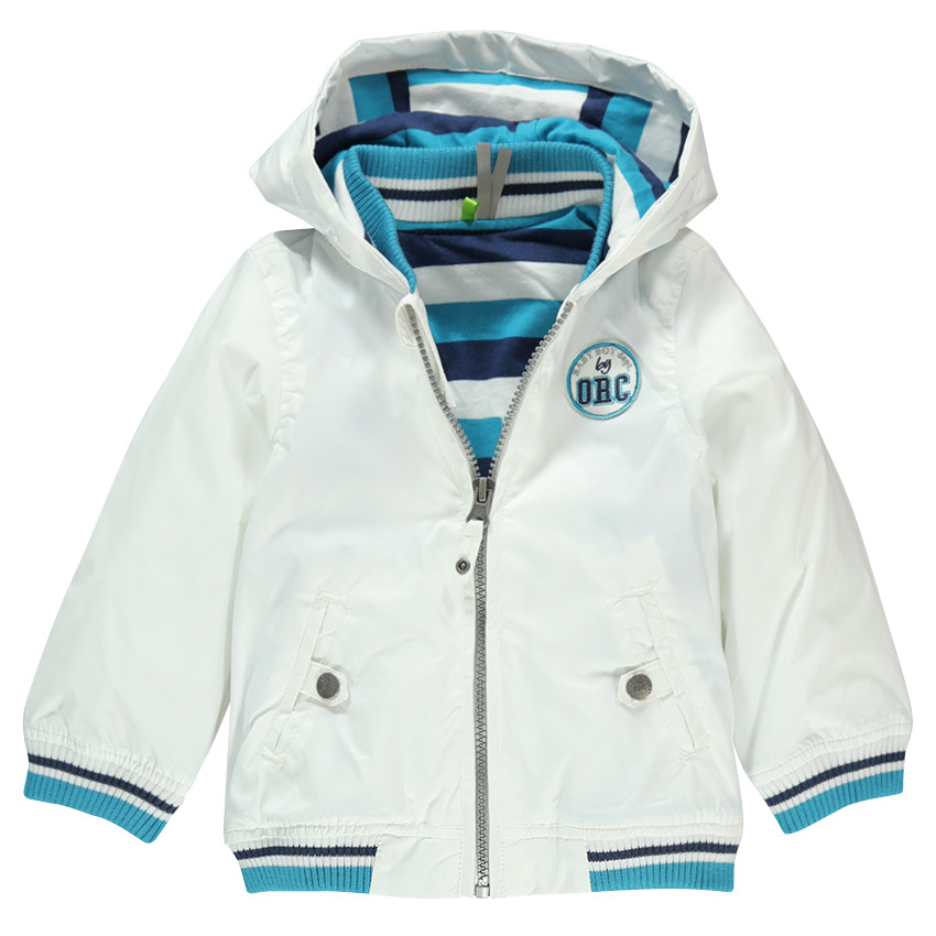 Coupe-vent à capuche avec doublure jersey à rayures 