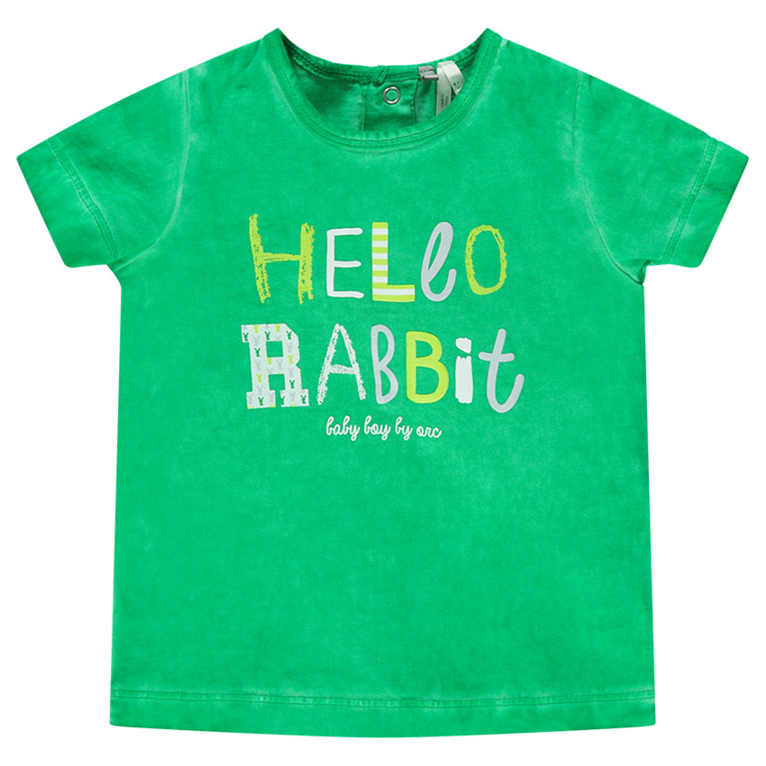 Tee-shirt manches courtes surteint avec print "Hello Rabbit" 