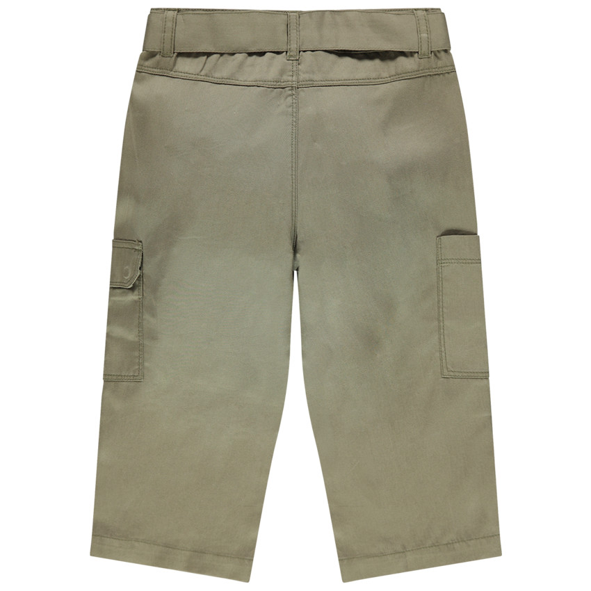 Pantacourt kaki à poches et ceinture à nouer 