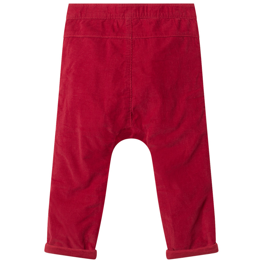 Pantalon en velours rouge doublé jersey  