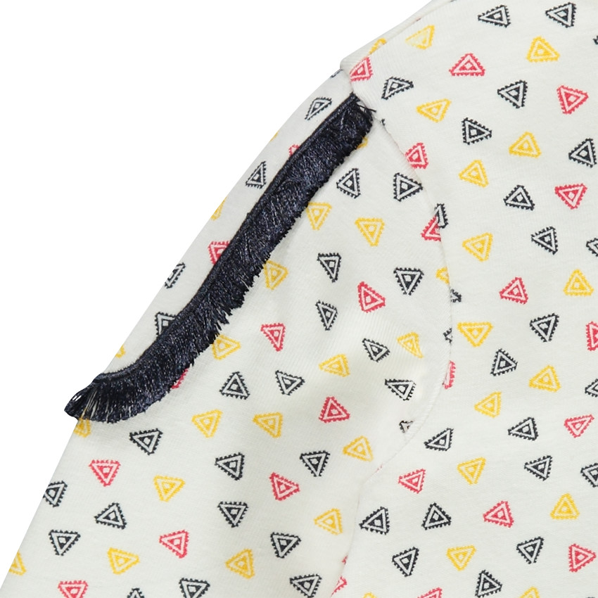 Tee-shirt manches longues avec motif fantaisie all-over et épaulettes 