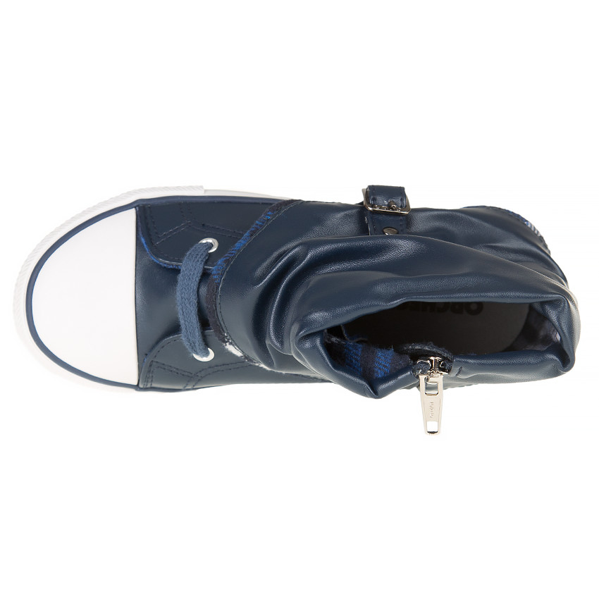 Baskets montantes à revers avec zip lacets et boucle 