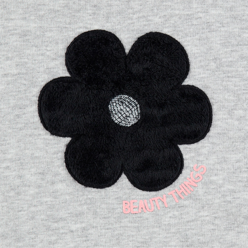 Robe manches longues en molleton avec fleur en sherpa 