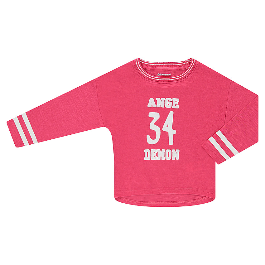 Tee-shirt manches longues avec bandes et texte printés 