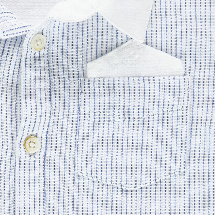 Chemise manches courtes en coton fantaisie avec poche 