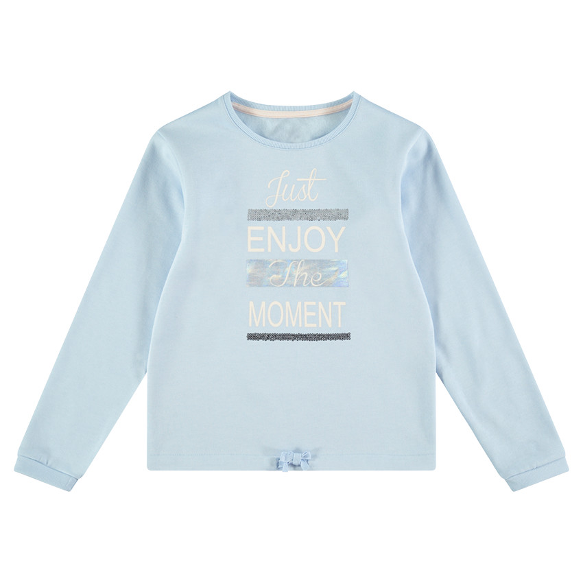 Junior - Sweat en molleton uni avec message printé et sequins 