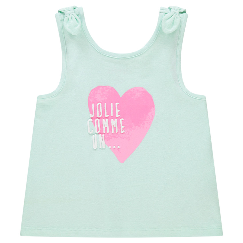 Débardeur en jersey uni avec noeuds et print fantaisie 