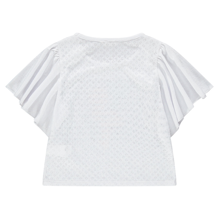 Junior - Tee-shirt à manches courtes volantées print flamant rose 