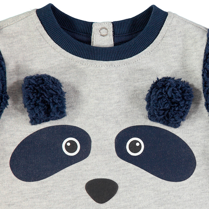 Sweat en molleton avec manches en sherpa et pandan printé 