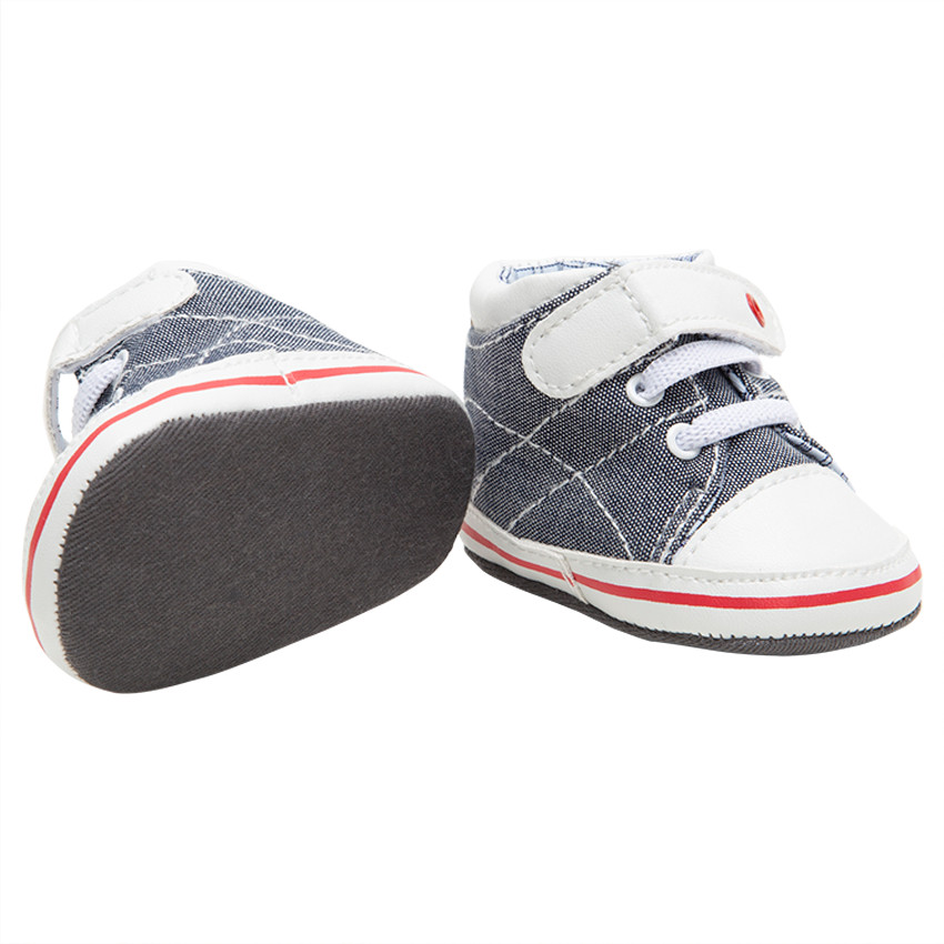 Baskets souples en toile à lacets et scratch avec doublure à carreaux 