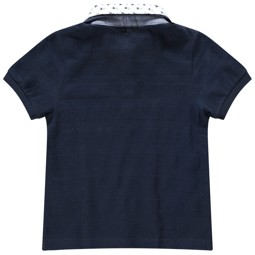 Polo manches courtes en piqué de coton avec col imprimé 