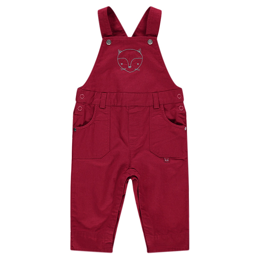Salopette en coton avec renard brodé 