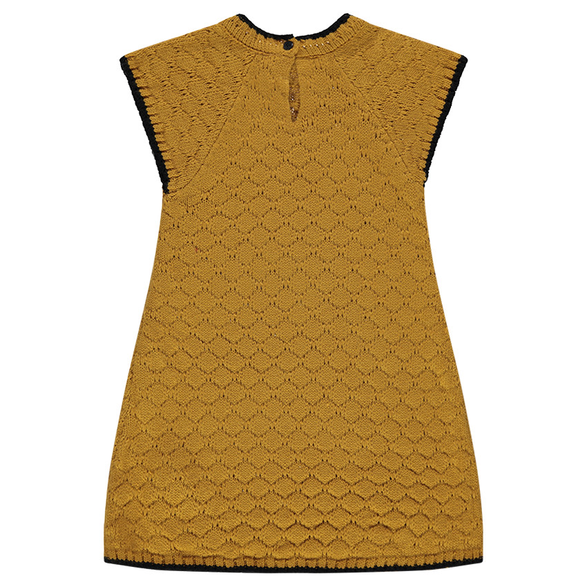 Robe manches courtes en tricot fantaisie avec cygne en origami brodé 