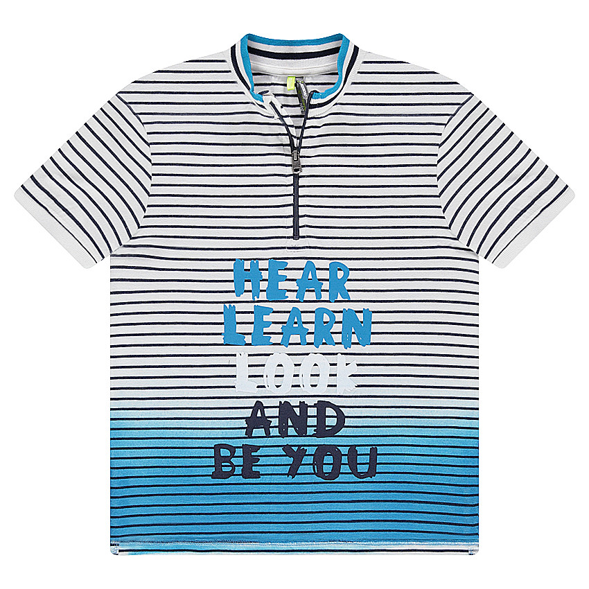 Junior - Polo manches courtes en jersey effet tie and dye avec col zippé 