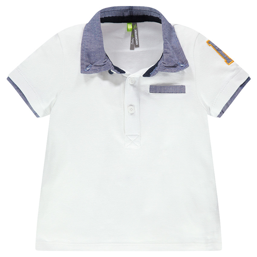 Polo manches courtes avec col effet denim 