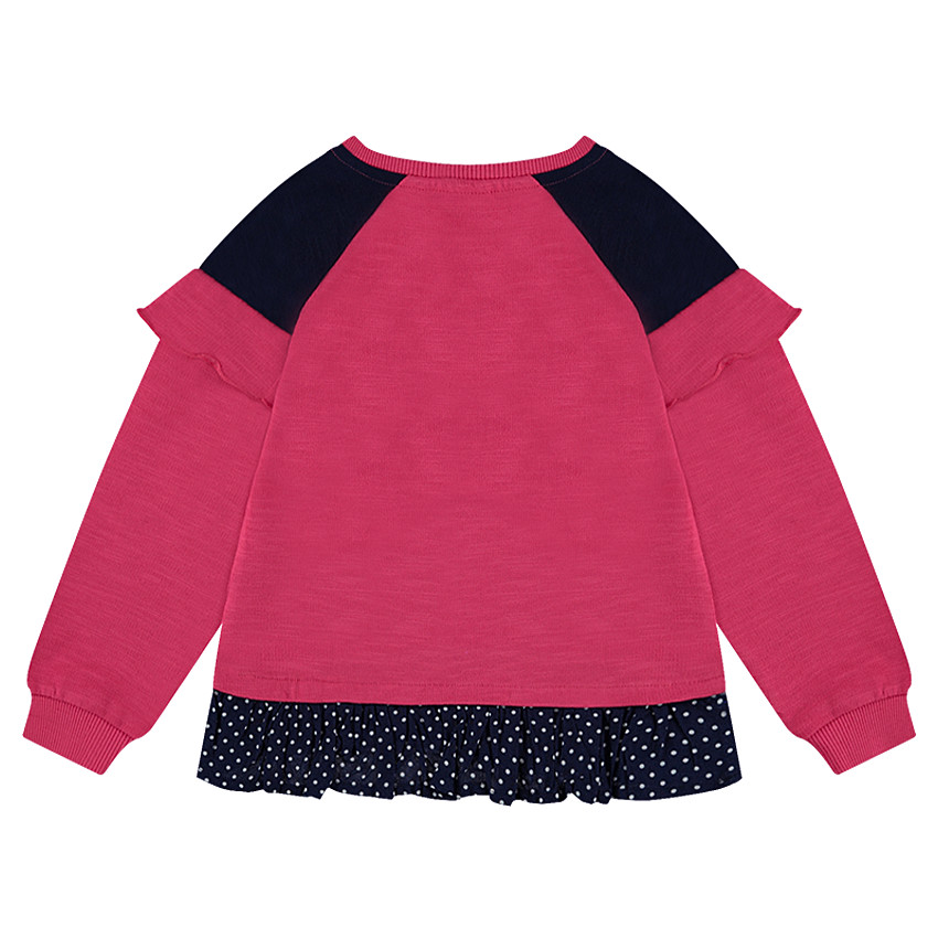 Sweat en molleton effet 2 en 1 avec volant à pois 