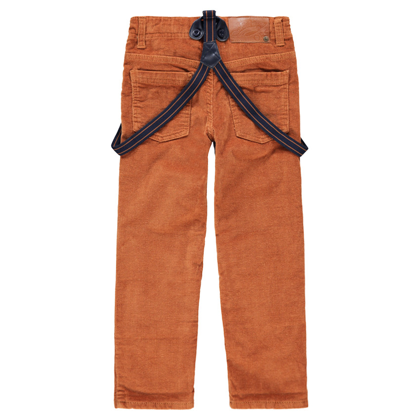 Pantalon en velours milleraies avec bretelles élastiquées amovibles 