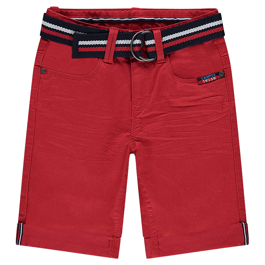 Bermuda en twill effet crinkle avec ceinture tressée amovible 