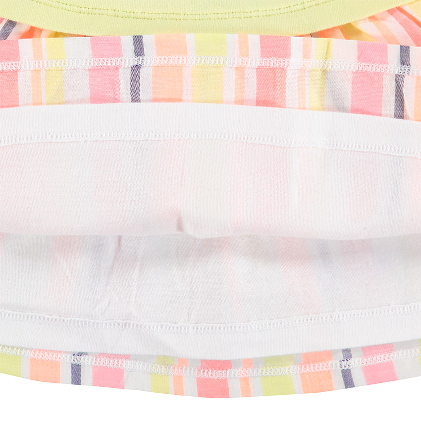 Robe effet 2 en 1 avec fleur printée et bas rayé 