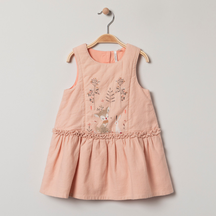 Robe sans manches à animaux printés et broderies 