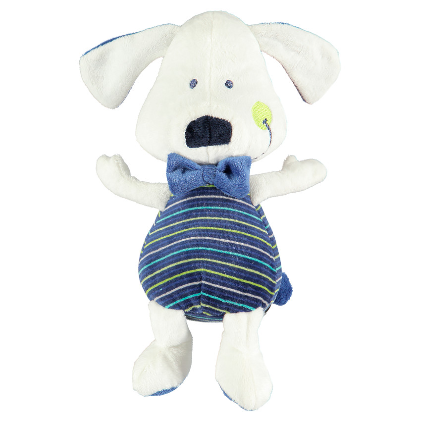 Peluche forme chien avec noeud papillon 