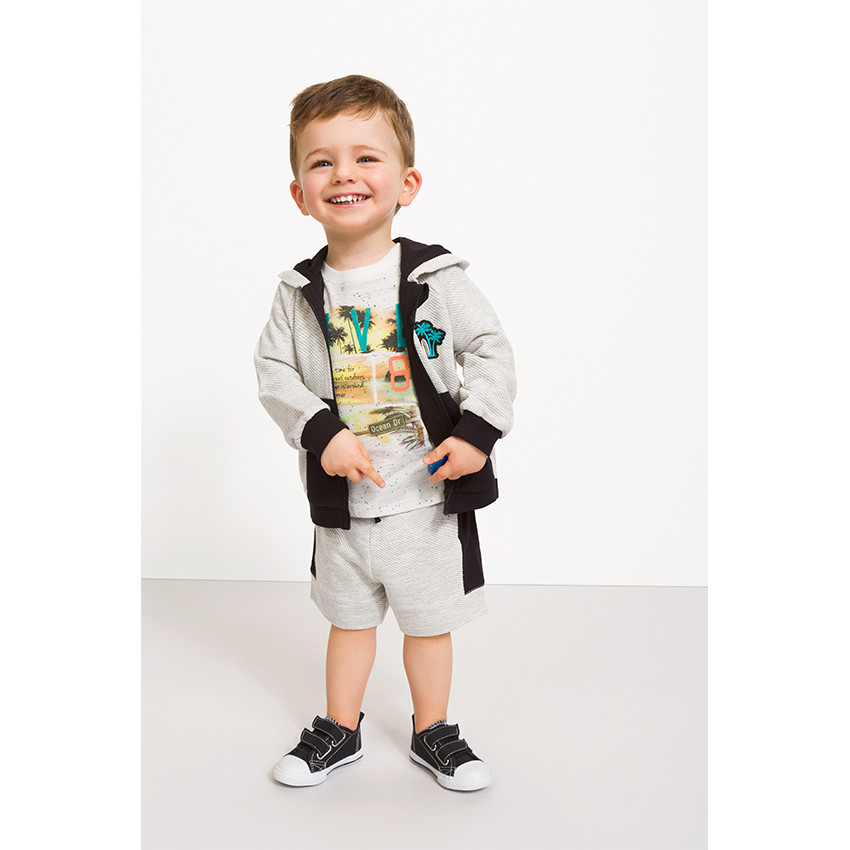 Bermuda en molleton ottoman avec empiècements contrastés 