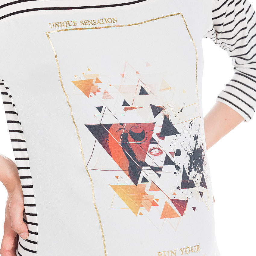 Tunique de grossesse rayée avec print géométrique 