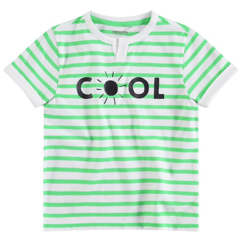 Tee-shirt manches courtes à rayures contrastées all-over 