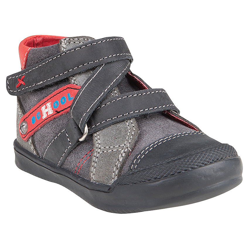 Bottillons en cuir suédé scratch zig-zag 