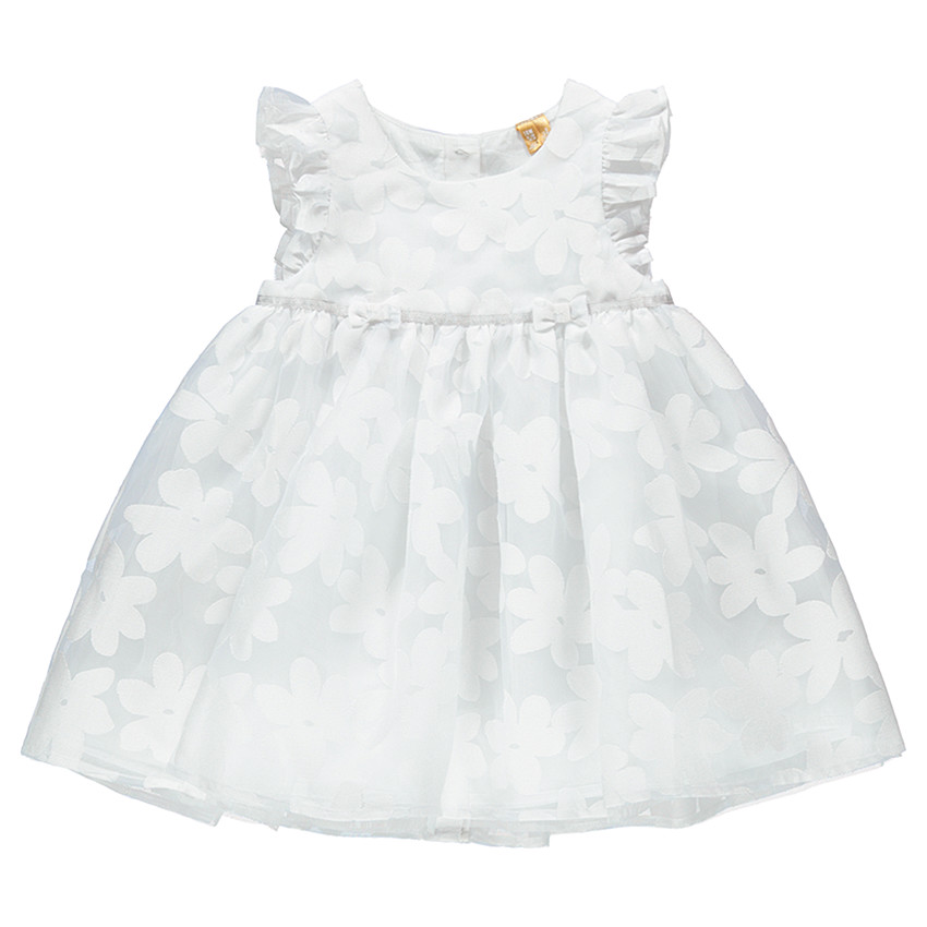 Robe de cérémonie en tulle avec fleurs en ton sur ton 