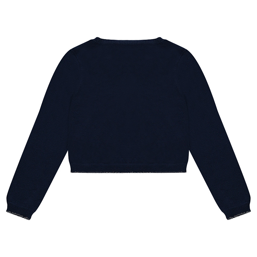 Gilet en tricot fantaisie avec liseré doré 