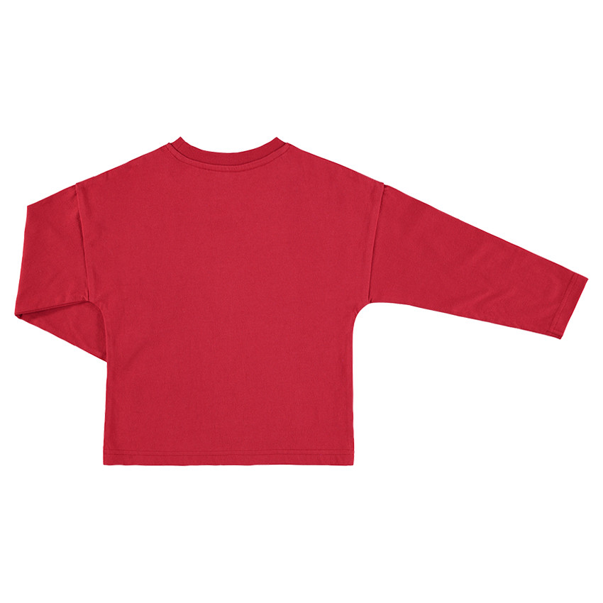 Junior - Set met 2 bijpassende T-shirts met lange mouwen effen / met contrasterende banden en zakje 