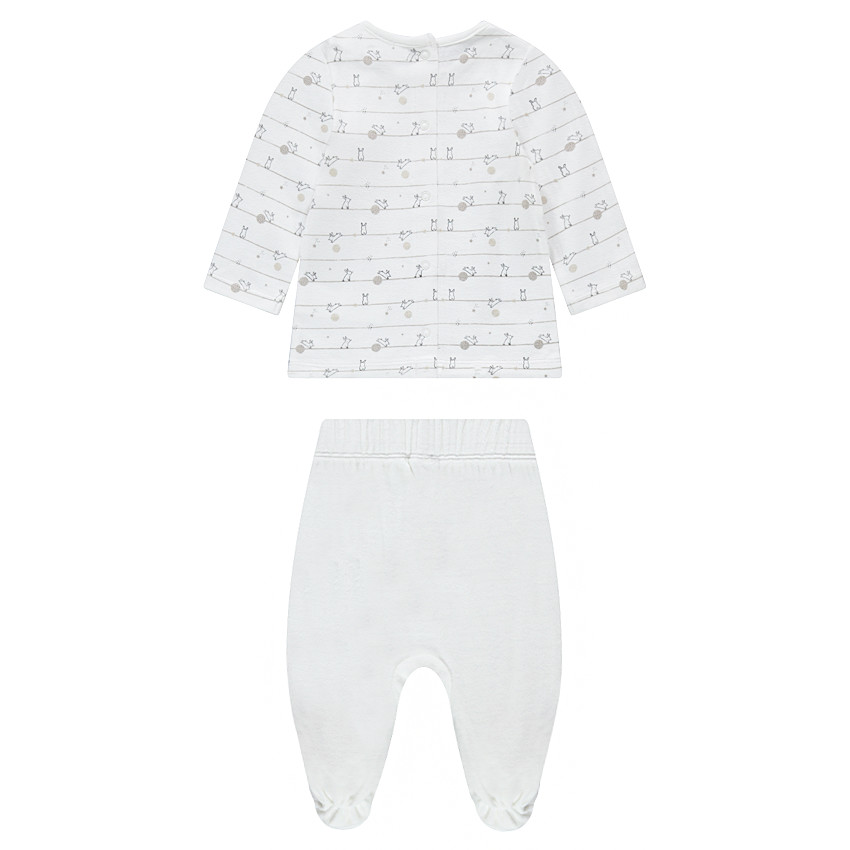 Pyjama avec haut en jersey imprimé et bas en velours uni 