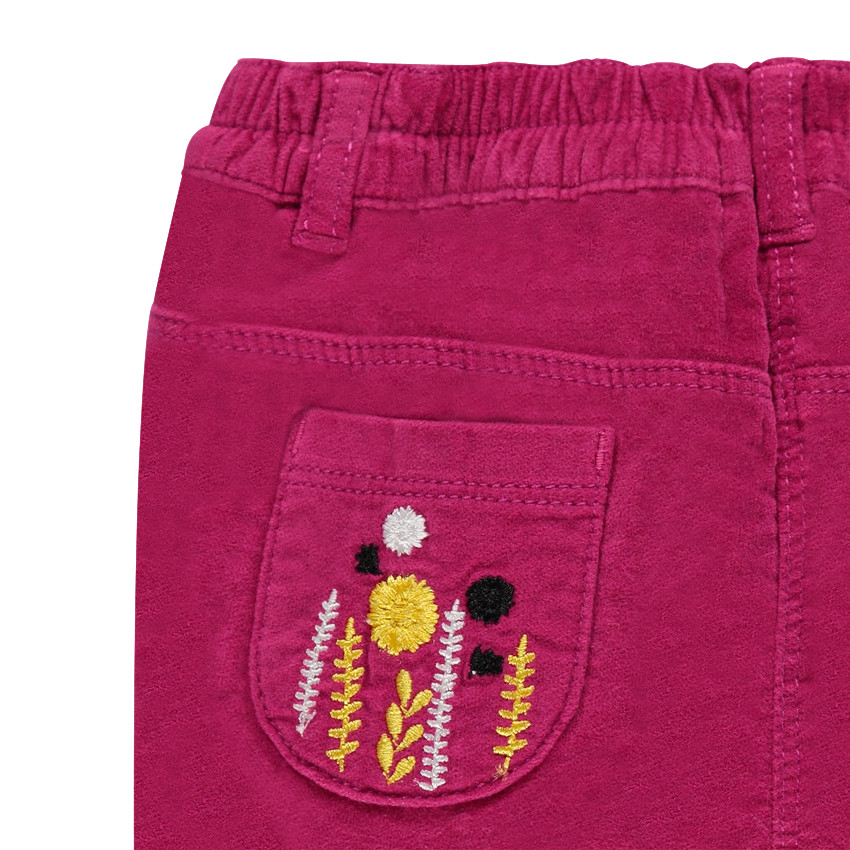 Pantalon coupe droite en velours avec poches brodées 