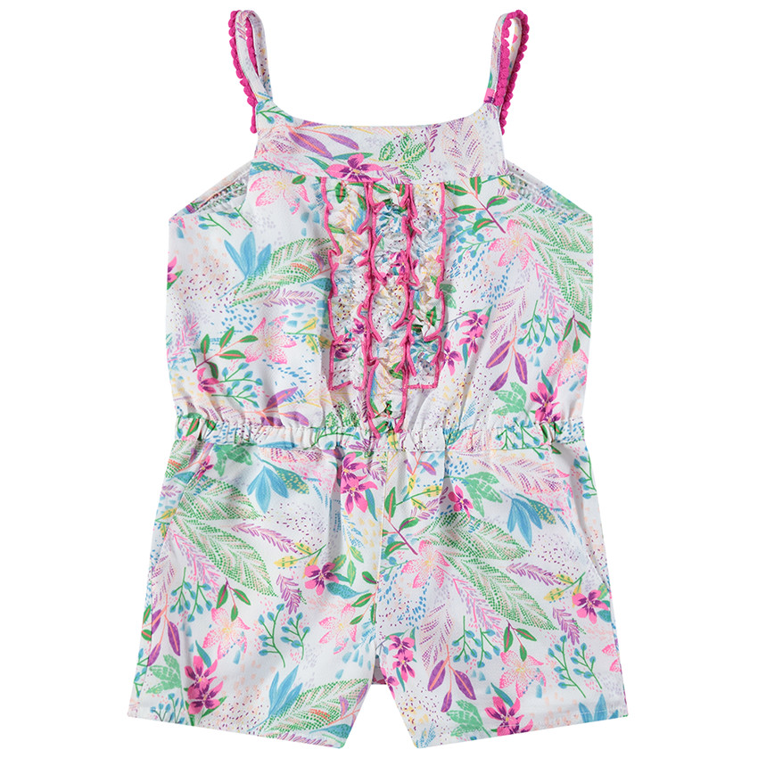 Combishort à fleurs all-over et froufrous 