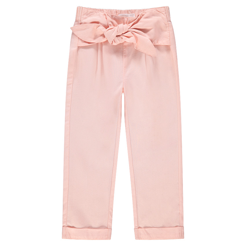 Pantacourt rose avec ceinture à nouer 