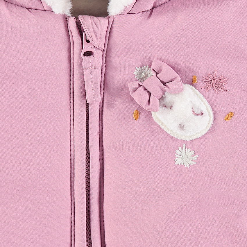 Parka matelassée à capuche doublée sherpa avec volant 