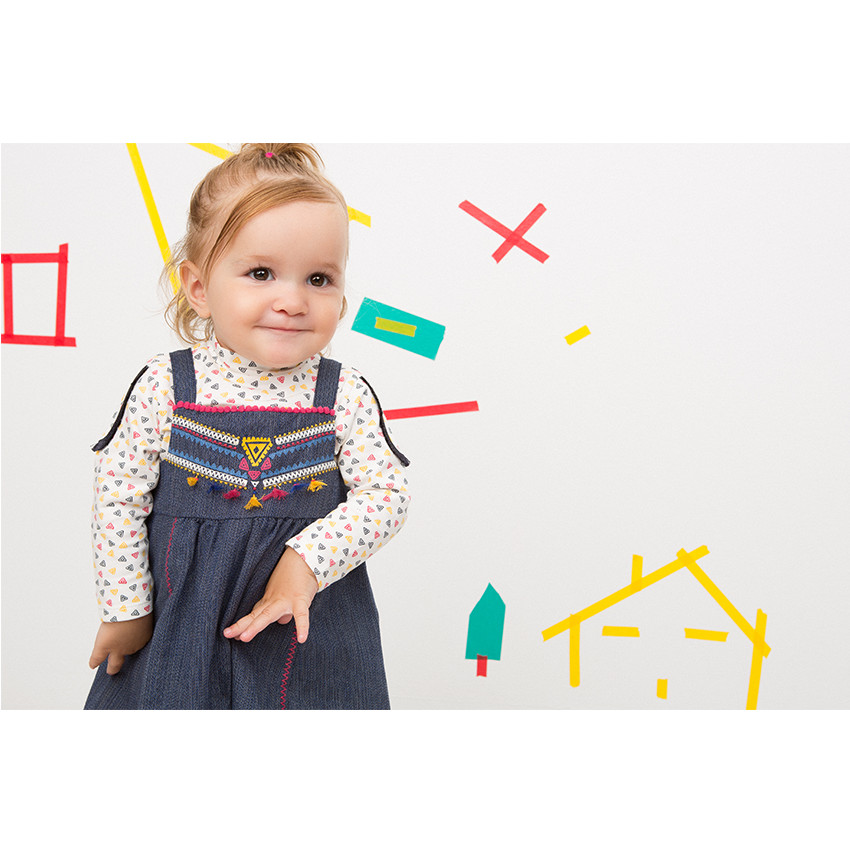 Tee-shirt manches longues avec motif fantaisie all-over et épaulettes 