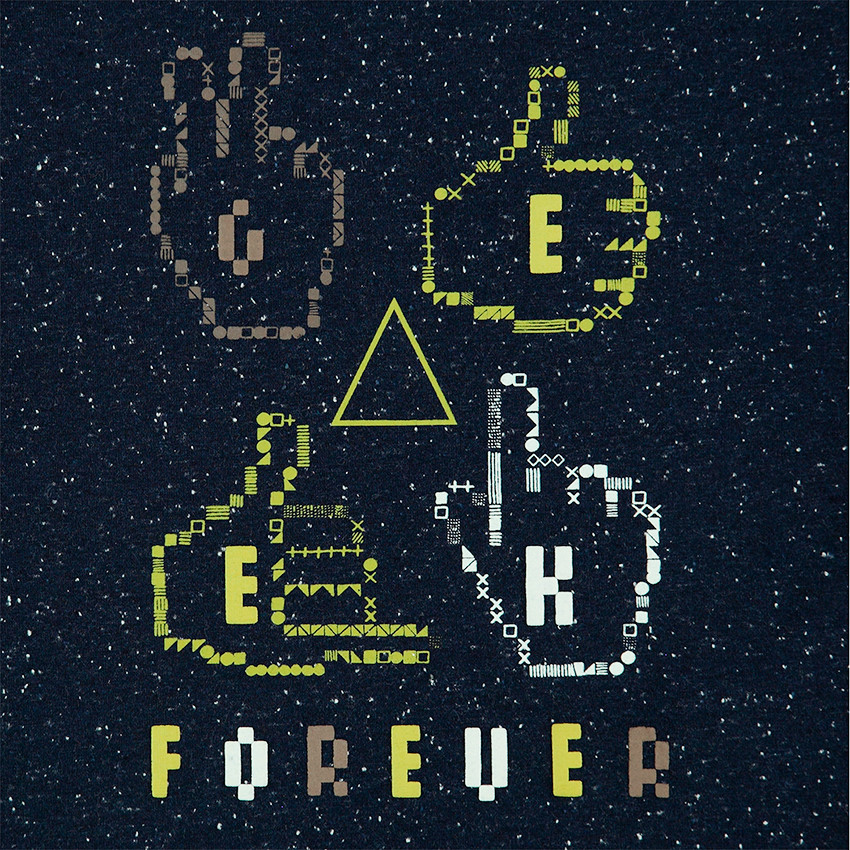 Tee-shirt manches longues en jersey effet neps avec symboles printés 