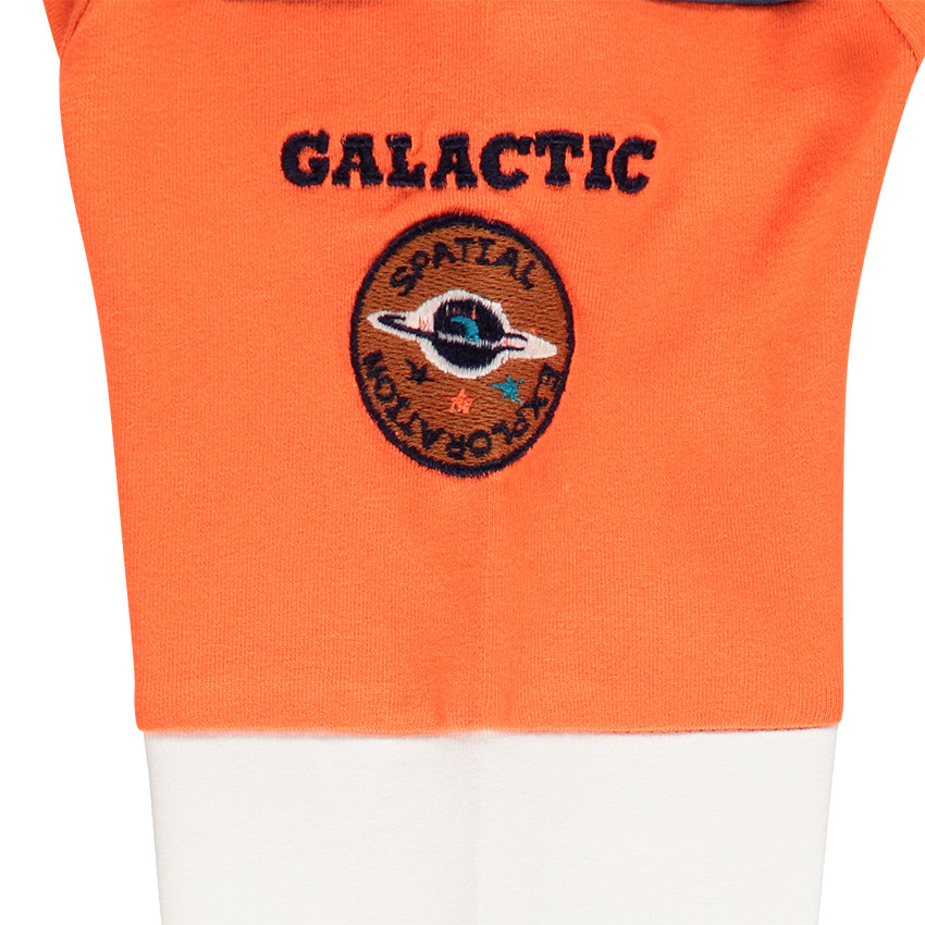 Polo manches longues tricolore avec broderies et col mao 