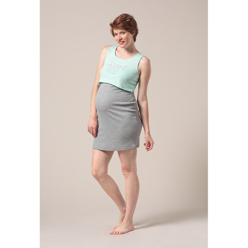 Chemise de nuit de grossesse et d'allaitement effet 2 en 1 avec message printé 