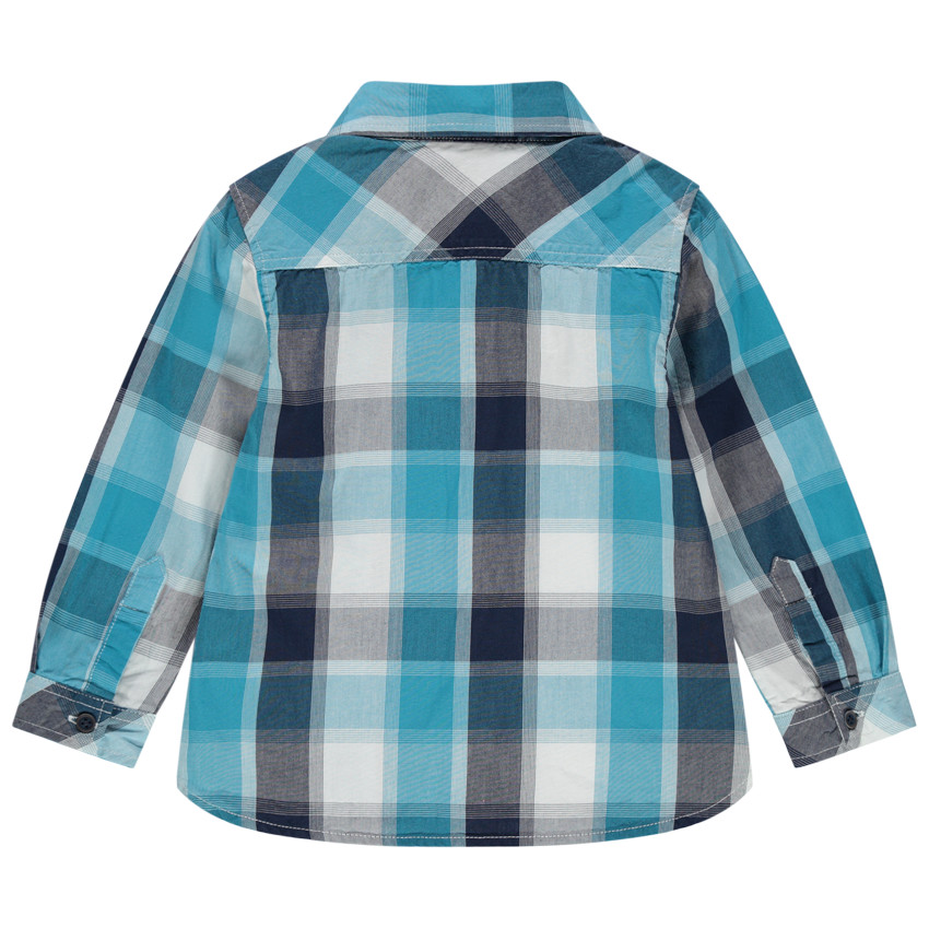 Chemise manches longues à carreaux et poche 