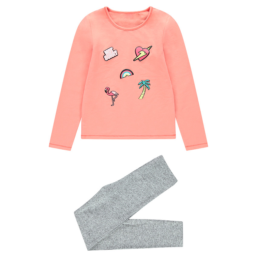 Pyjama en jersey bicolore avec prints fantaisie  