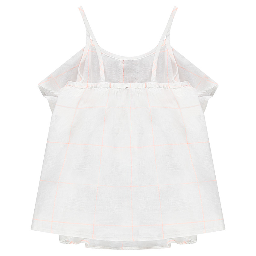 Junior - Tunique courte volantée en voile de coton à carreaux  