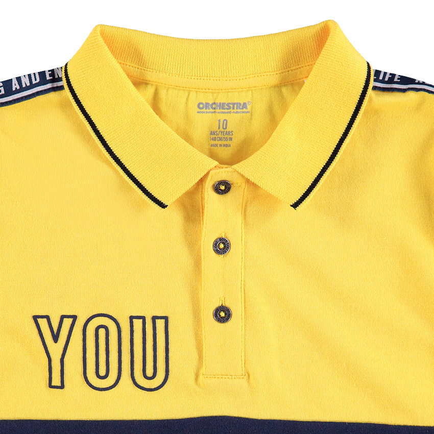 Junior - Polo manches courtes en jersey avec inscriptions printées 