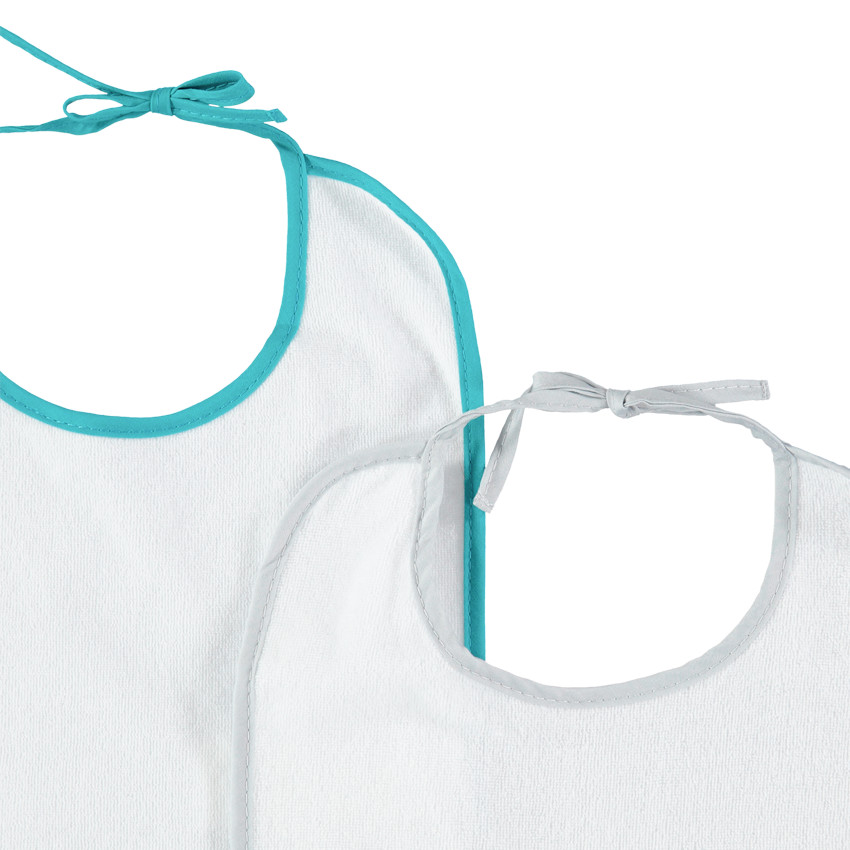 Lot de 5 bavoirs en éponge finition biais contrasté  