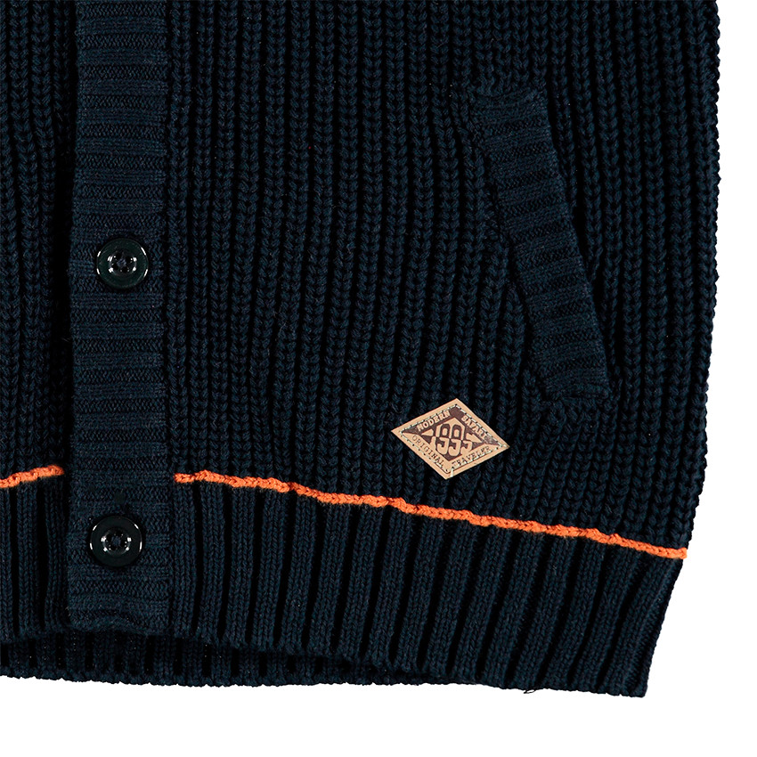Junior - Gilet en tricot maille épaisse avec bandes contrastées en jacquard 