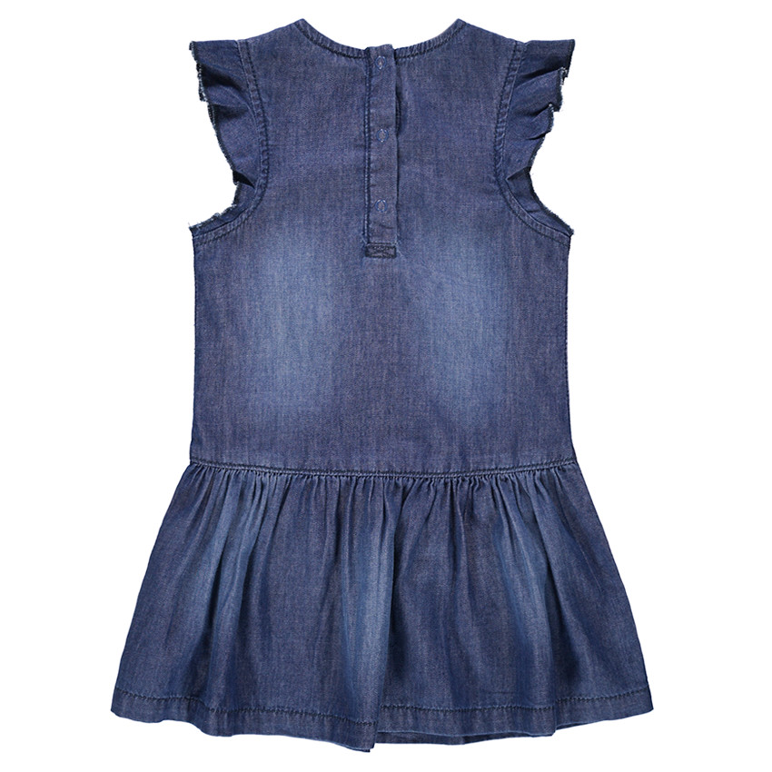 Robe effet jeans à manches courtes volantées avec détails brodés 
