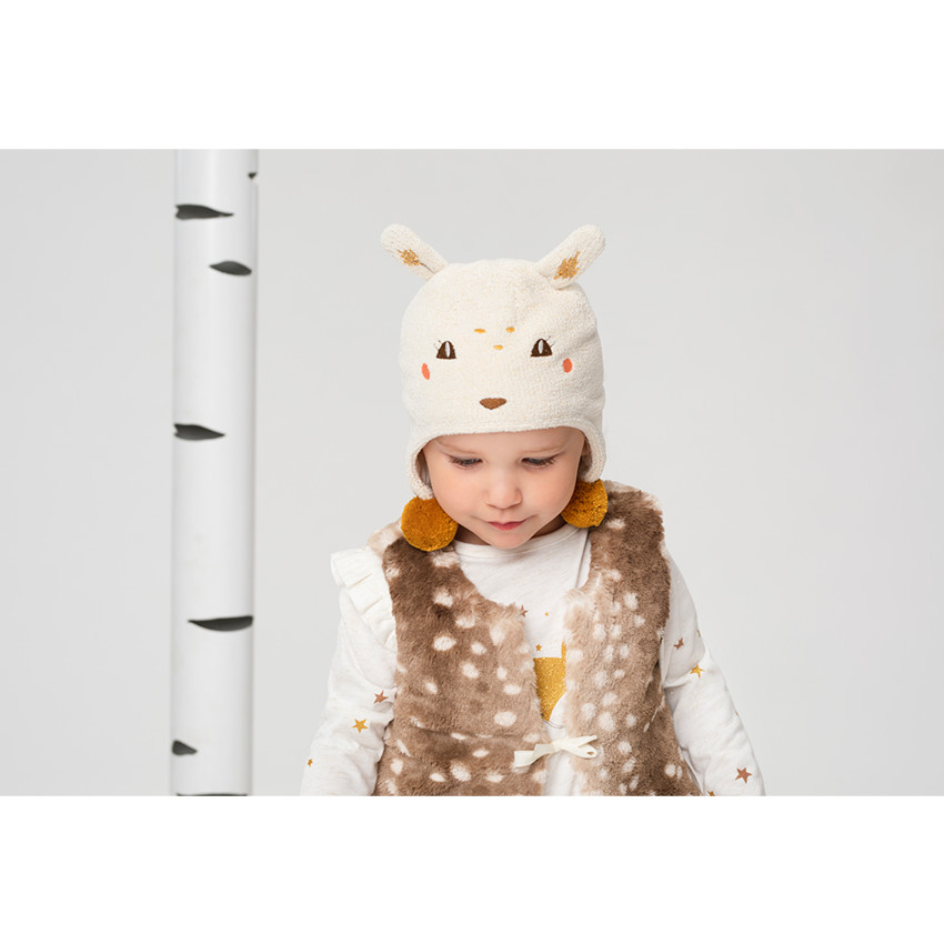 Bonnet péruvien en tricot avec oreilles en relief et pompons 