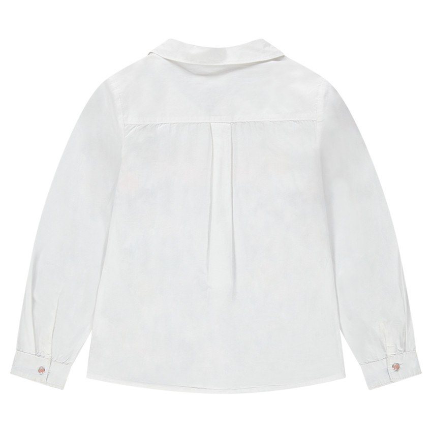 Junior - Chemise manches longues en coton avec fleurs brodées 